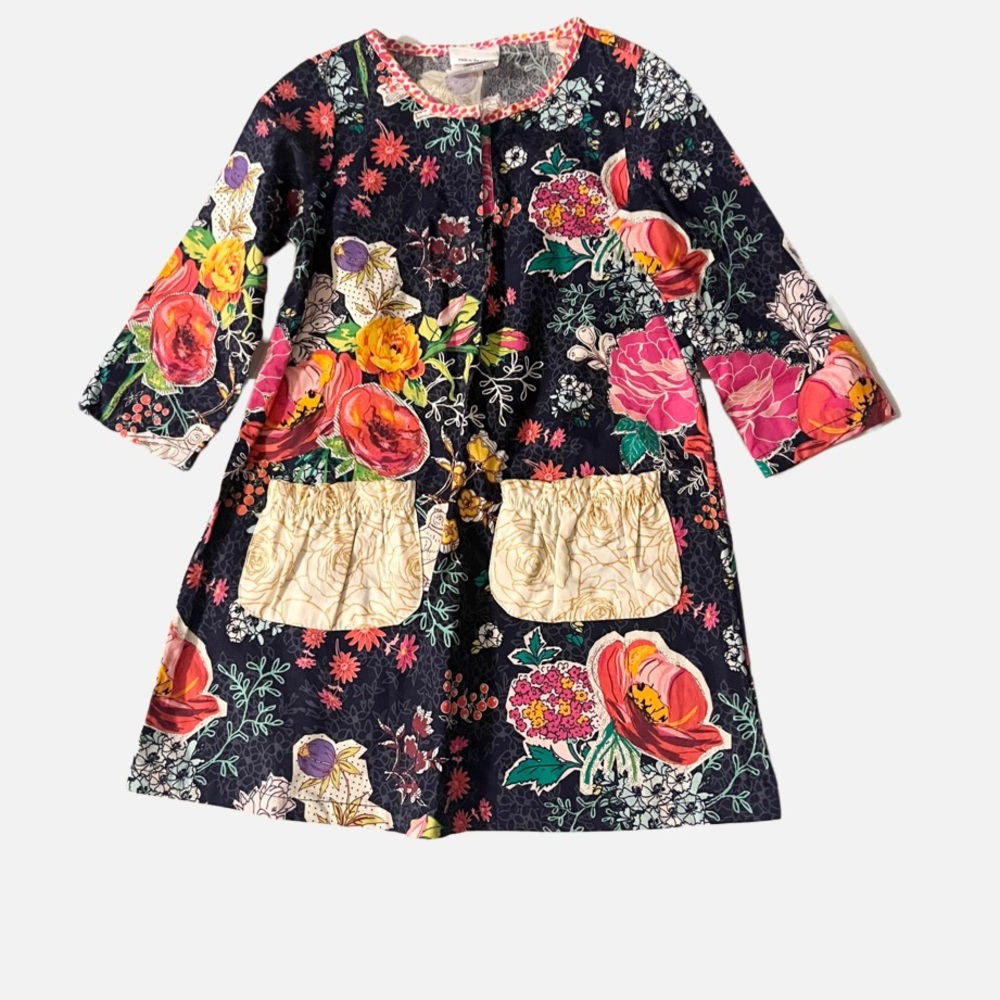 Emerald August Long-Sleeve Deep Blue Pink Green Purple  Floral Dress Size 2T